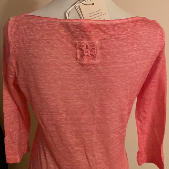 NWT 120% LINO TOP/blouse boat neck Sz S/6 - Picture 5 of 11